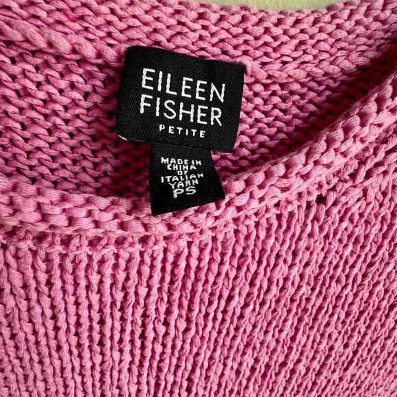 Eileen Fisher Pink Roll Neck Pullover Knit Sweater 3/4 Sleeve Cotton Linen Blend - Picture 3 of 6